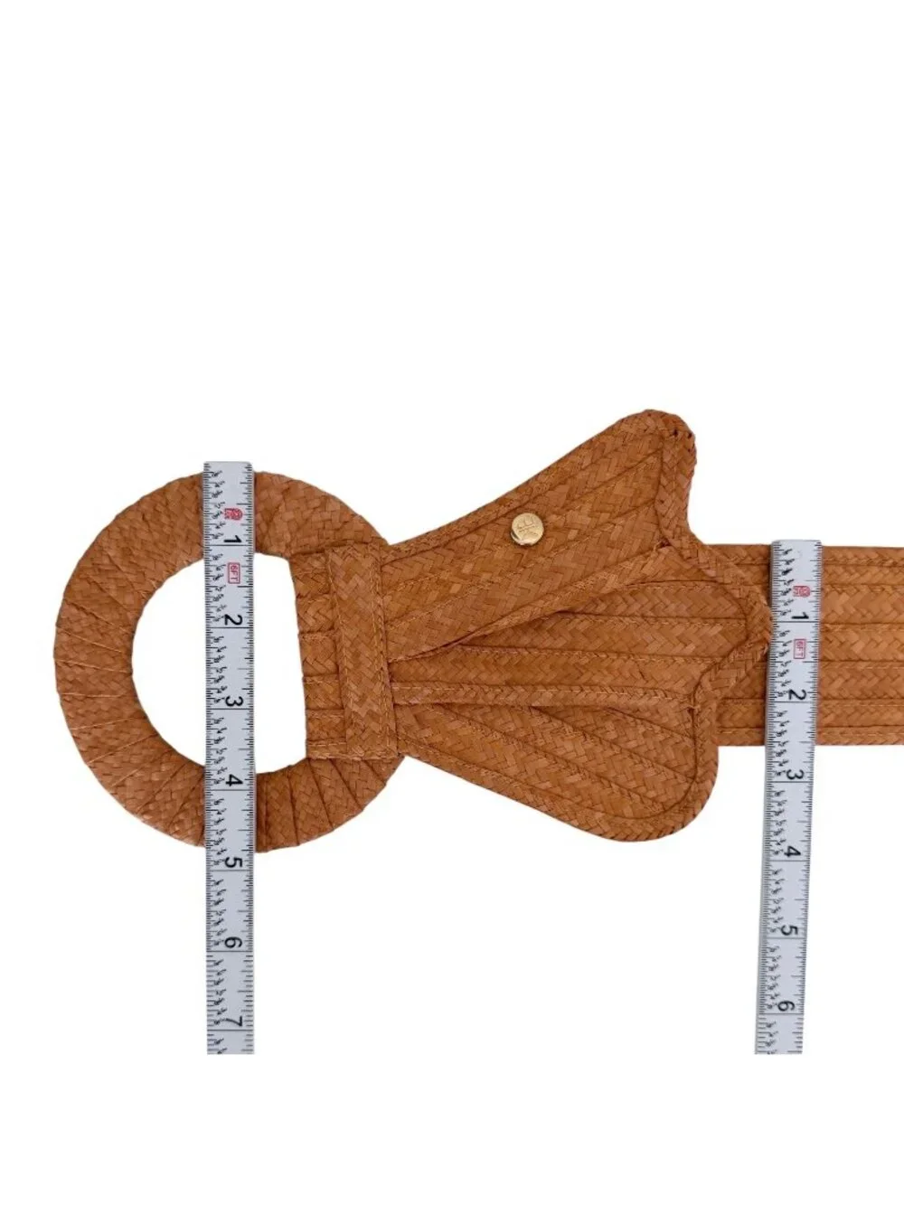 Vintage Woven‎ Straw Oversized Buckle Statement Belt Boho Tropical Resort (S)